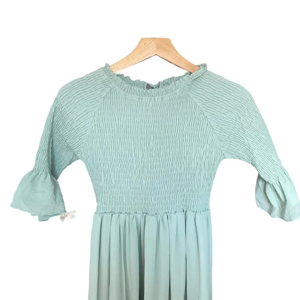 JessaKae Wandering Willoughby Ruffle Mint Green Midi Dress Womens Small - Picture 3 of 8